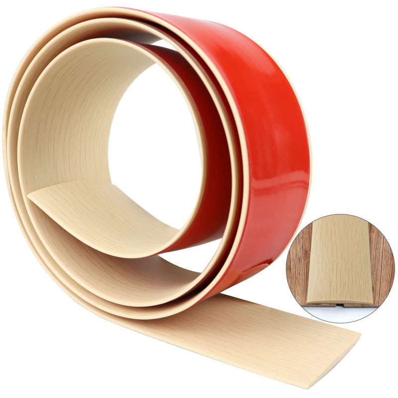 LSGCQ Floor Transition Strip 2"" Self Adhesive Flat Vinyl Flooring Transitions Strip with Strong Backing Wood Grain 5cm, 3.28FT, Maple Wood Grain - Image 1